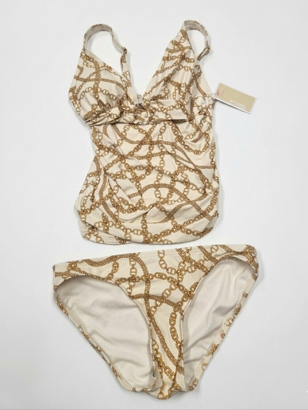 New MICHAEL Michael Kors Chain Print Two Piece Bikini Set Womens S Tankini